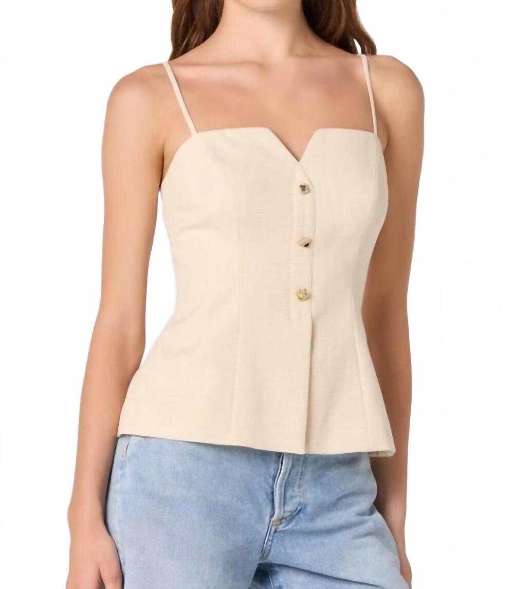 NEW ASTR britta button-front spaghetti strap top in cream